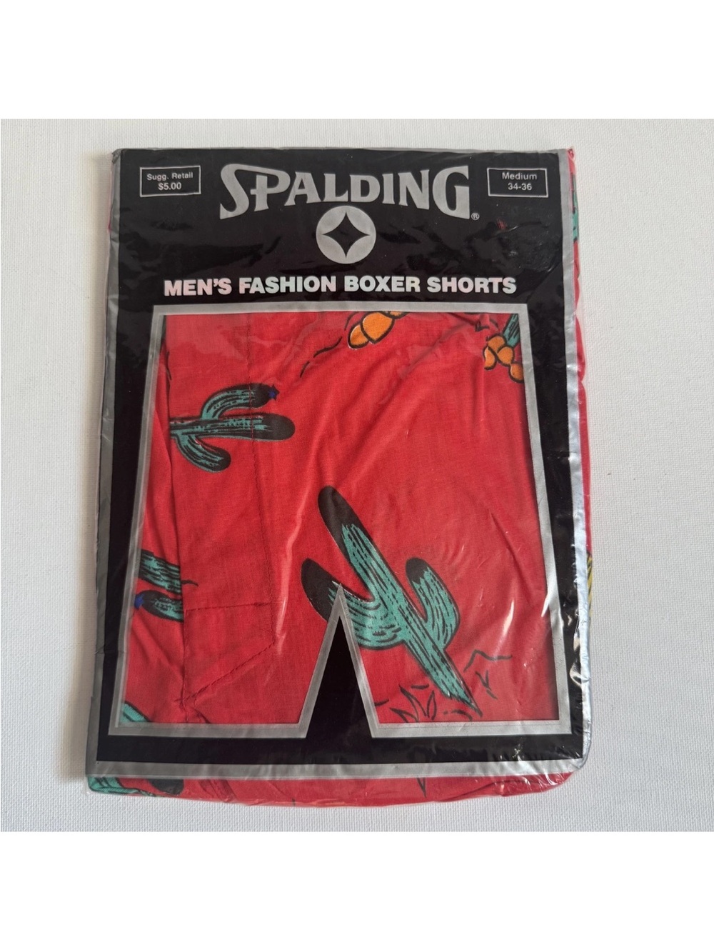 Vintage 80s 90s Spalding Men's Western Catus Fashion Boxer Shorts Medium 34-36